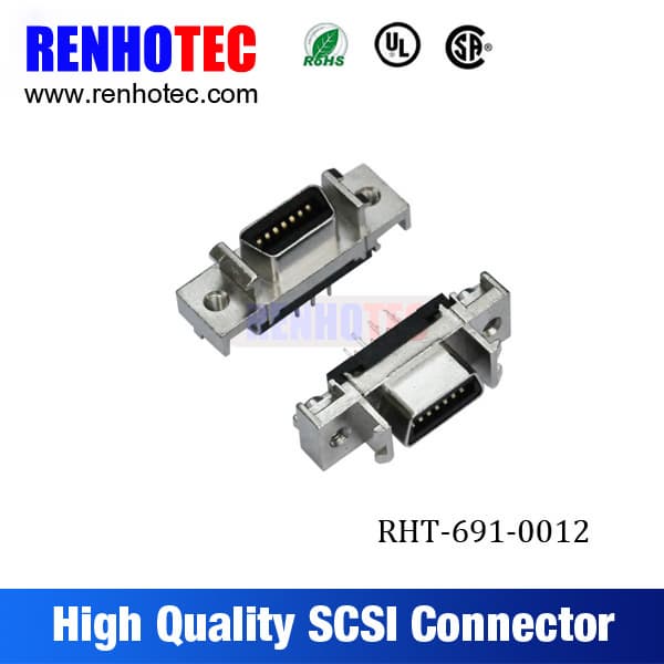 Straight 14P CN Type SCSI Jack Connector For PCB Mount